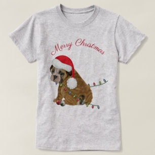 Englisch Bulldoggen-Welpe Weihnachten T-Shirt