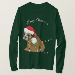 Englisch Bulldoggen-Welpe Weihnachten T-Shirt