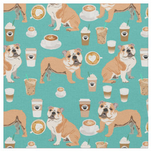 Englisch Bulldogs Kaffeeliebhaber Türkis Stoff