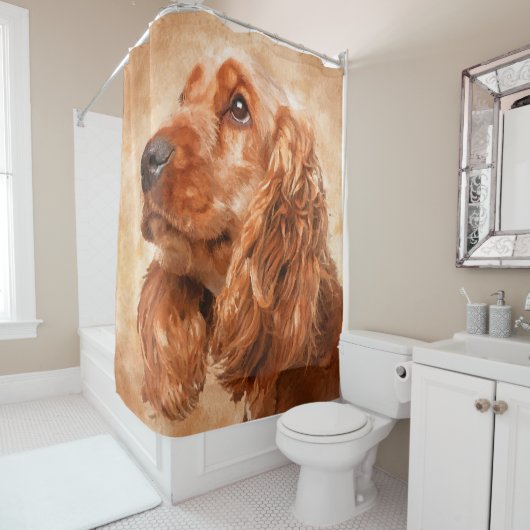 Englisch-Cocker spaniel-Hundedigital-Kunst Duschvorhang (Beispiel)