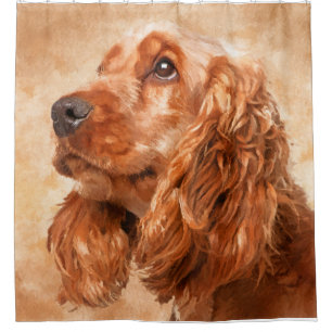 Englisch-Cocker spaniel-Hundedigital-Kunst Duschvorhang