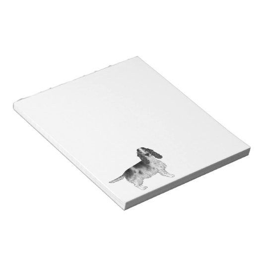 Englisch Cocker Spanisch Design in Schwarz und Wei Notizblock (angewinkelt)