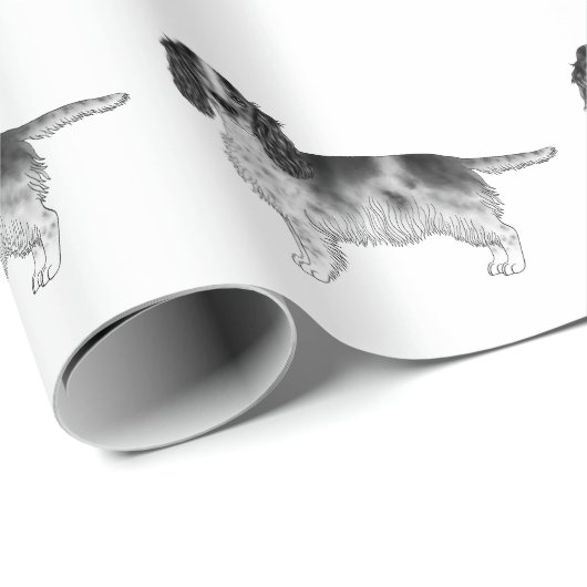 Englisch Cocker Spanisch in Schwarz-Weiß-Muster Geschenkpapier (Rolleneckpunkt)