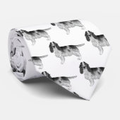 Englisch Cocker Spanisch in Schwarz-Weiß-Muster Krawatte (Gerollt)