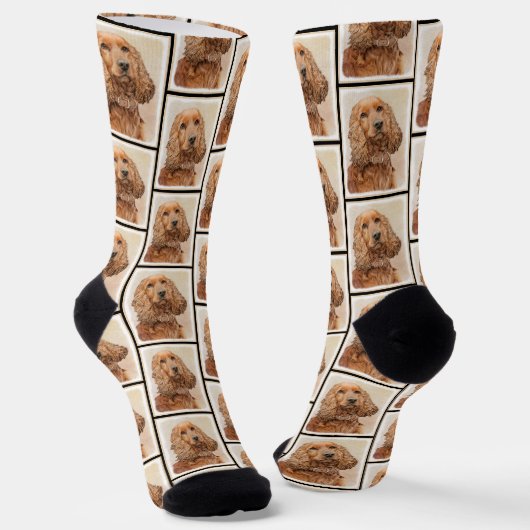 Englisch Cocker Spanisch Malerei Original Hunde Ku Socken (Gewinkelt)