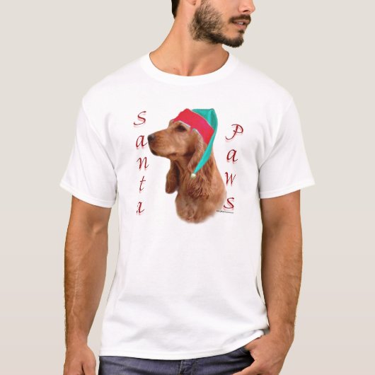 Englisch Cocker Spanisch (rot) Santa Paws T-Shirt (Vorderseite)