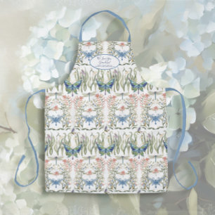 Englisch Country Floral Blue and White Großmutter Schürze