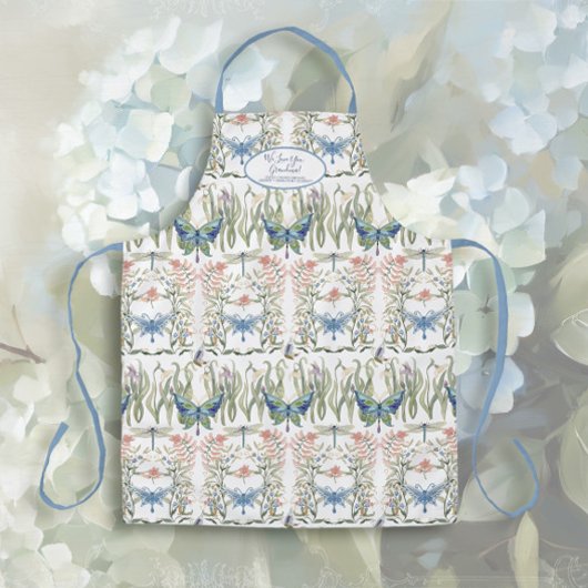 Englisch Country Floral Blue and White Großmutter Schürze