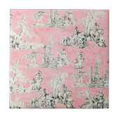 Englisch Country Pink & Black Toile Tile Fliese (Vorderseite)