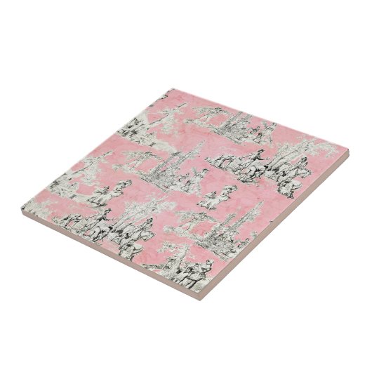 Englisch Country Pink & Black Toile Tile Fliese (Seite)