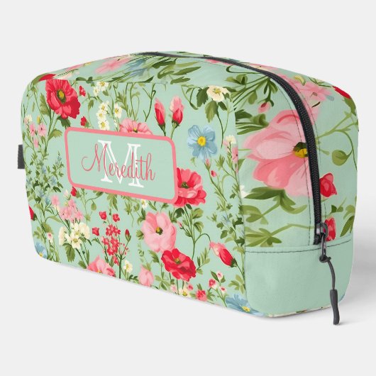 Englisch Country Wildblume Mit Monogramm Waschbeutel (Rechte Ecke)