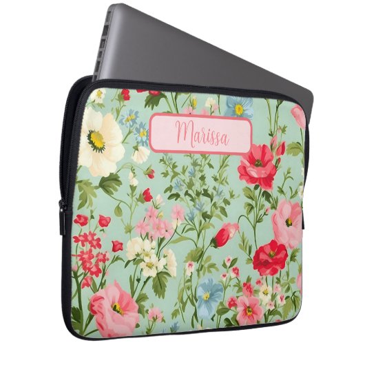 Englisch Country Wildblume Personalisiert Laptopschutzhülle (Vorne Rechts)