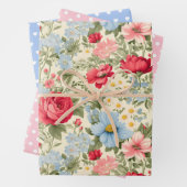 Englisch Country Wildblume Set 3 Geschenkpapier Set (Beispiel)
