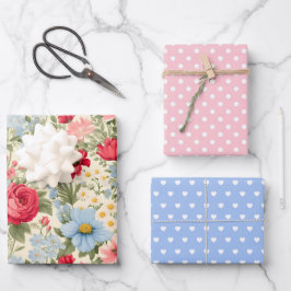 Englisch Country Wildblume Set 3 Geschenkpapier Set