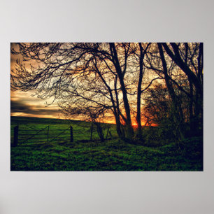 Englisch Countryside Sunset HDR Art Plakatdruck Poster
