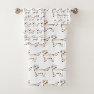 Englisch Cream Golden Retriever Cartoon Dog Muster Badhandtuch Set