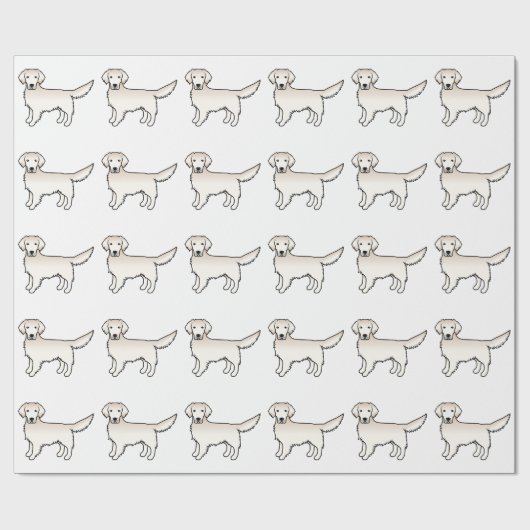 Englisch Cream Golden Retriever Cartoon Dog Muster Geschenkpapier (Flach)