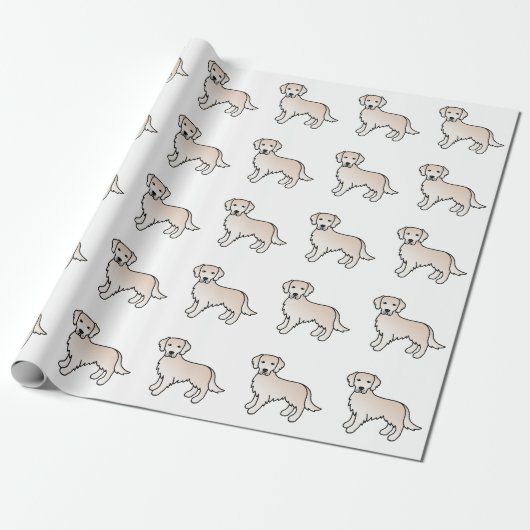 Englisch Cream Golden Retriever Cartoon Dog Muster Geschenkpapier (Ungerollt)