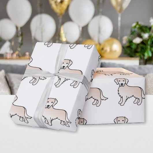 Englisch Cream Golden Retriever Cartoon Dog Muster Geschenkpapier