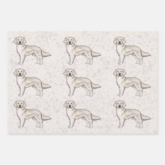 Englisch Cream Golden Retriever Cartoon Dog Muster Geschenkpapier Set (Vorderseite)