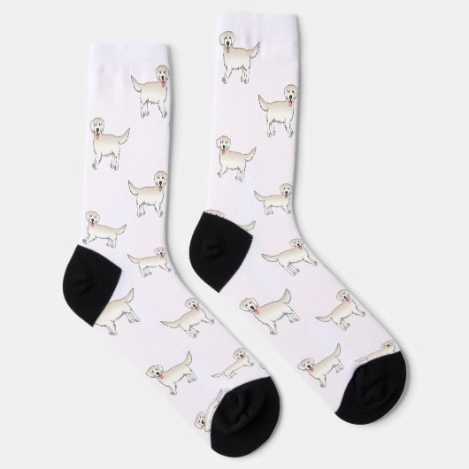 Englisch Cream Golden Retriever Cartoon Dog Muster Socken (Rechts)