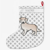 Englisch Cream Golden Retriever Cartoon Dog & Name Großer Weihnachtsstrumpf (Rückseite)