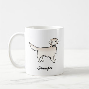Englisch Cream Golden Retriever Cartoon Dog & Name Kaffeetasse