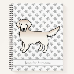 Englisch Cream Golden Retriever Cartoon Dog & Name Notizblock