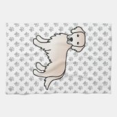 Englisch Cream Golden Retriever Cartoon Dog & Paws Geschirrtuch (Horizontal)