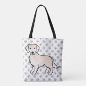 Englisch Cream Golden Retriever Cartoon Dog & Paws Tasche (Rückseite)