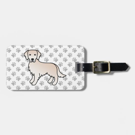 Englisch Cream Golden Retriever Dog & Custom Text Gepäckanhänger (Vorderseite horizontal)