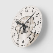 Englisch Cream Golden Retriever Dog Head Portrait Runde Wanduhr (Winkel)