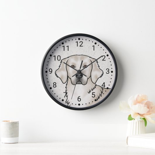 Englisch Cream Golden Retriever Dog Head Portrait Uhr (Zuhause)