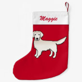 Englisch Cream Golden Retriever Dog On Red & Name Kleiner Weihnachtsstrumpf (Rückseite)