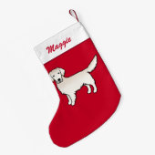 Englisch Cream Golden Retriever Dog On Red & Name Kleiner Weihnachtsstrumpf (Rückseite (Hängend))