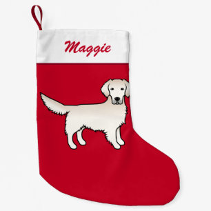 Englisch Cream Golden Retriever Dog On Red & Name Kleiner Weihnachtsstrumpf