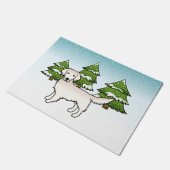 Englisch Cream Golden Retriever im Winter & Bäume Fußmatte (Schrägansicht)