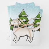 Englisch Cream Golden Retriever im Winter & Bäume Geschenkpapier Set (Beispiel)