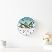 Englisch Cream Golden Retriever im Winter & Bäume Runde Wanduhr (Zuhause)