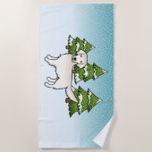 Englisch Cream Golden Retriever im Winter & Bäume Strandtuch (Vorderseite)