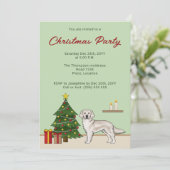 Englisch Cream Golden Retriever mit Weihnachtsbaum Einladung (Stehend Vorderseite)