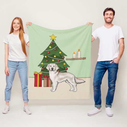 Englisch Cream Golden Retriever mit Weihnachtsbaum Fleecedecke (Beispiel)