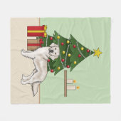 Englisch Cream Golden Retriever mit Weihnachtsbaum Fleecedecke (Vorderseite (Horizontal))