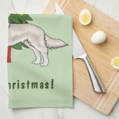 Englisch Cream Golden Retriever mit Weihnachtsbaum Geschirrtuch (Viertel Falte)