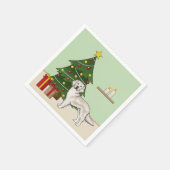 Englisch Cream Golden Retriever mit Weihnachtsbaum Serviette (Ecke)