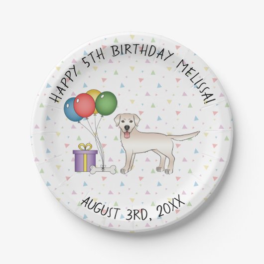 Englisch Cream Labrador Retriever Dog - Birthday Pappteller (Vorderseite)