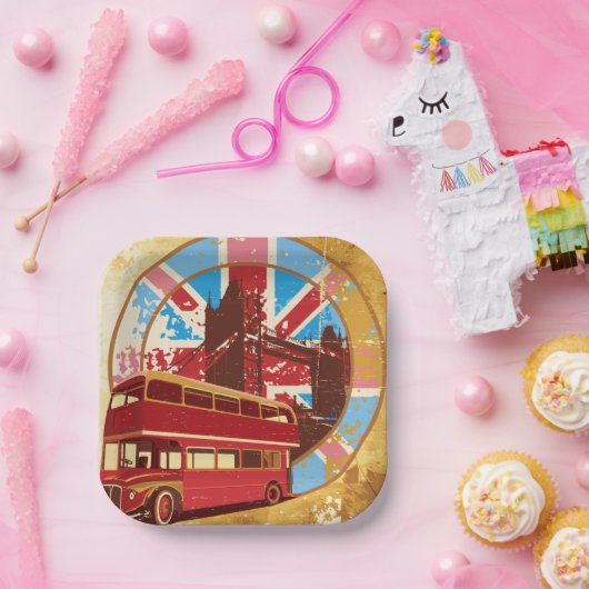Englisch Double Decker Bus Pappteller (Party)