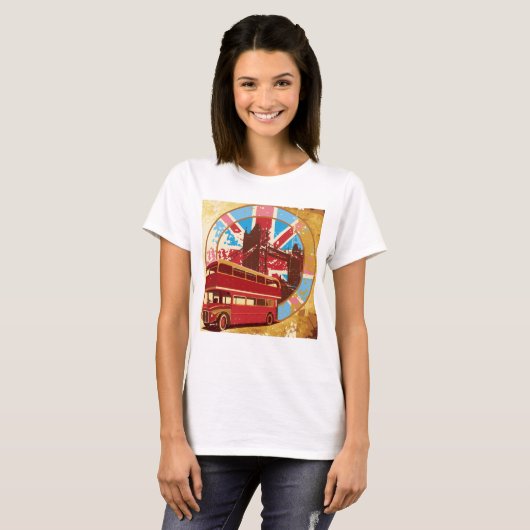 Englisch Double Decker Bus T-Shirt (Vorne ganz)