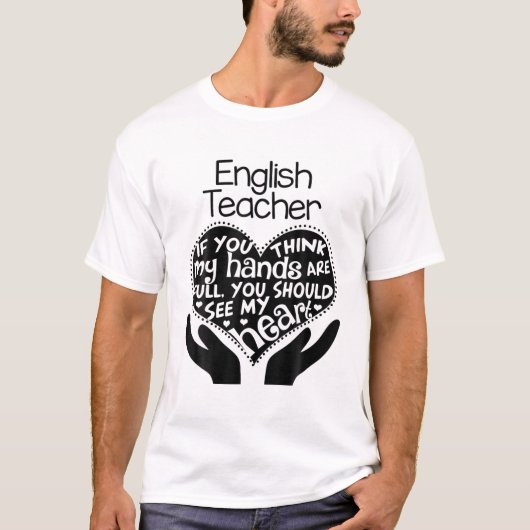 Englisch ELA ELAR Lehrer T Heart HandSchool Gesche T-Shirt (Vorderseite)