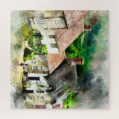 Englisch,England,Dorf,Häuser,Landschaft,Hütte Puzzle (Horizontal)
